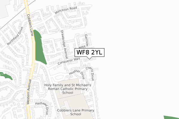 WF8 2YL map - large scale - OS Open Zoomstack (Ordnance Survey)