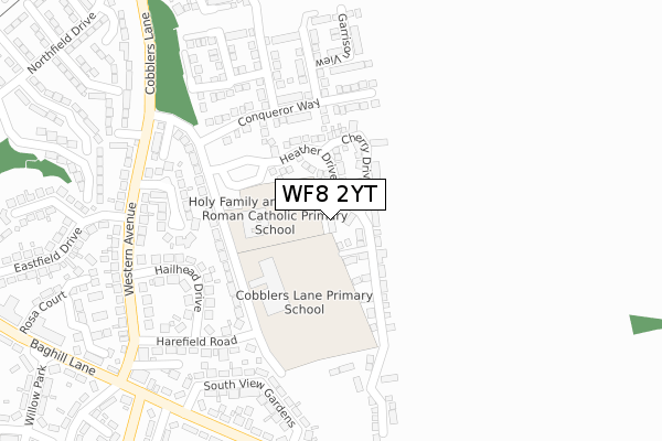 WF8 2YT map - large scale - OS Open Zoomstack (Ordnance Survey)