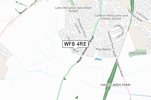 WF8 4RE map - small scale - OS Open Zoomstack (Ordnance Survey)