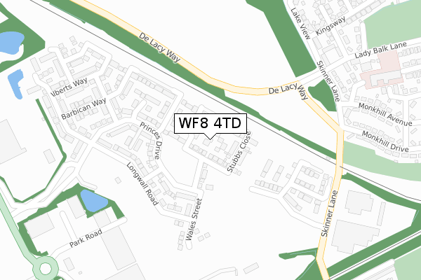 WF8 4TD map - large scale - OS Open Zoomstack (Ordnance Survey) WF8 4TD map - large scale - OS Open Zoomstack (Ordnance Survey)