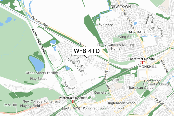WF8 4TD map - small scale - OS Open Zoomstack (Ordnance Survey) WF8 4TD map - small scale - OS Open Zoomstack (Ordnance Survey)