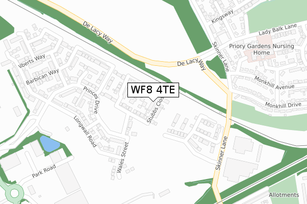 WF8 4TE map - large scale - OS Open Zoomstack (Ordnance Survey) WF8 4TE map - large scale - OS Open Zoomstack (Ordnance Survey)