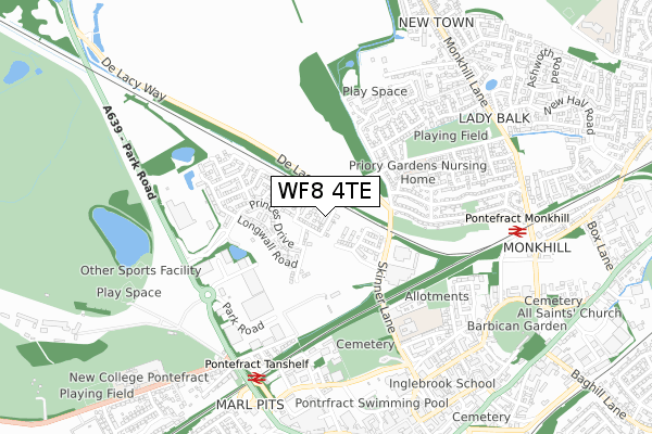 WF8 4TE map - small scale - OS Open Zoomstack (Ordnance Survey) WF8 4TE map - small scale - OS Open Zoomstack (Ordnance Survey)