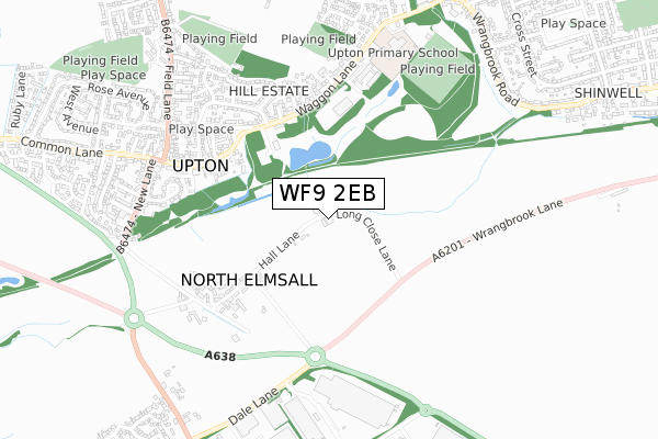 WF9 2EB map - small scale - OS Open Zoomstack (Ordnance Survey)