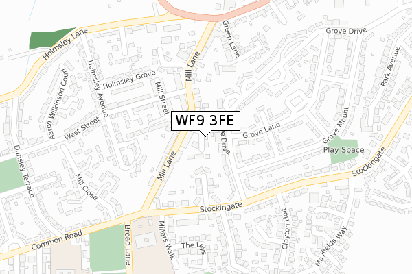 WF9 3FE map - large scale - OS Open Zoomstack (Ordnance Survey)