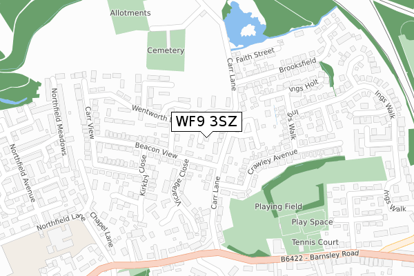 WF9 3SZ map - large scale - OS Open Zoomstack (Ordnance Survey)