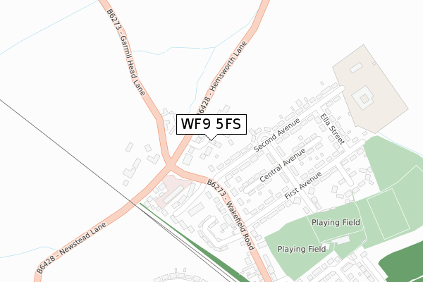 WF9 5FS map - large scale - OS Open Zoomstack (Ordnance Survey)