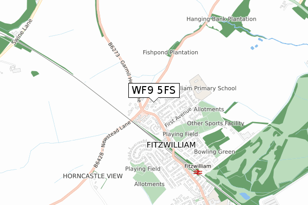 WF9 5FS map - small scale - OS Open Zoomstack (Ordnance Survey)