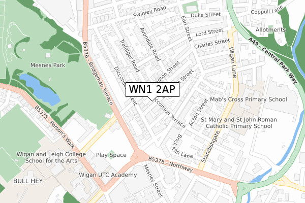 WN1 2AP map - large scale - OS Open Zoomstack (Ordnance Survey)