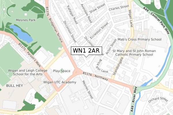WN1 2AR map - large scale - OS Open Zoomstack (Ordnance Survey)