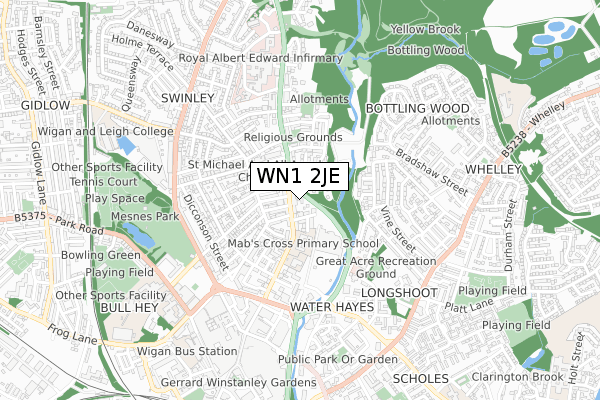 WN1 2JE map - small scale - OS Open Zoomstack (Ordnance Survey)