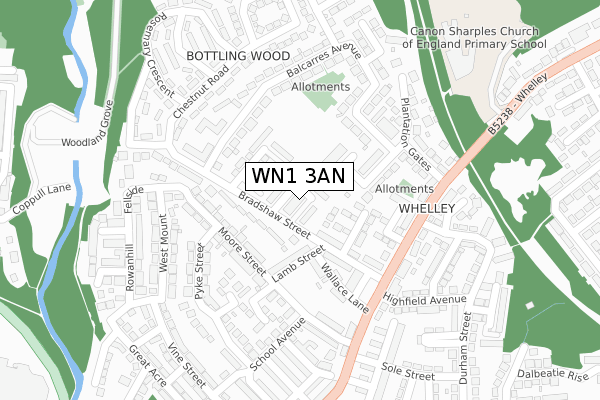 WN1 3AN map - large scale - OS Open Zoomstack (Ordnance Survey)