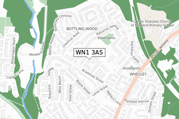 WN1 3AS map - large scale - OS Open Zoomstack (Ordnance Survey)