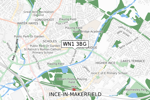 WN1 3BG map - small scale - OS Open Zoomstack (Ordnance Survey)