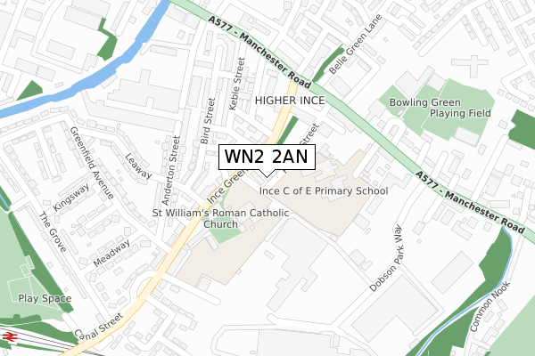 WN2 2AN map - large scale - OS Open Zoomstack (Ordnance Survey)