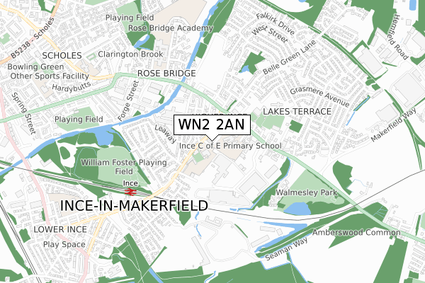 WN2 2AN map - small scale - OS Open Zoomstack (Ordnance Survey)