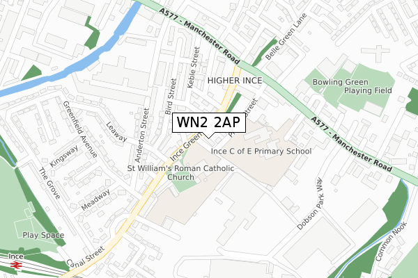 WN2 2AP map - large scale - OS Open Zoomstack (Ordnance Survey)