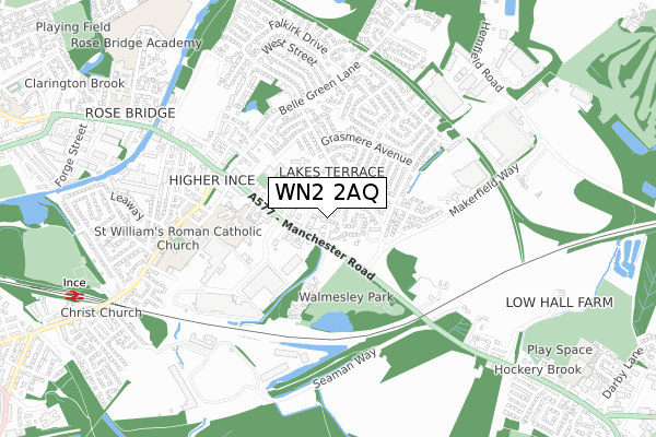 WN2 2AQ map - small scale - OS Open Zoomstack (Ordnance Survey)