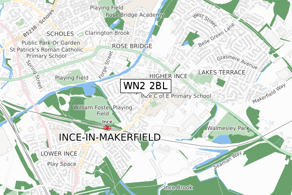 WN2 2BL map - small scale - OS Open Zoomstack (Ordnance Survey)