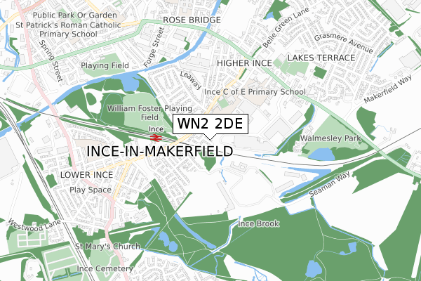 WN2 2DE map - small scale - OS Open Zoomstack (Ordnance Survey)