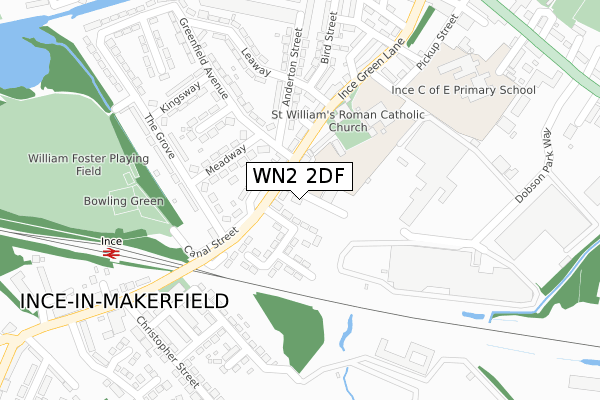 WN2 2DF map - large scale - OS Open Zoomstack (Ordnance Survey)