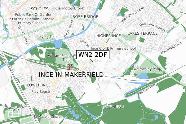 WN2 2DF map - small scale - OS Open Zoomstack (Ordnance Survey)