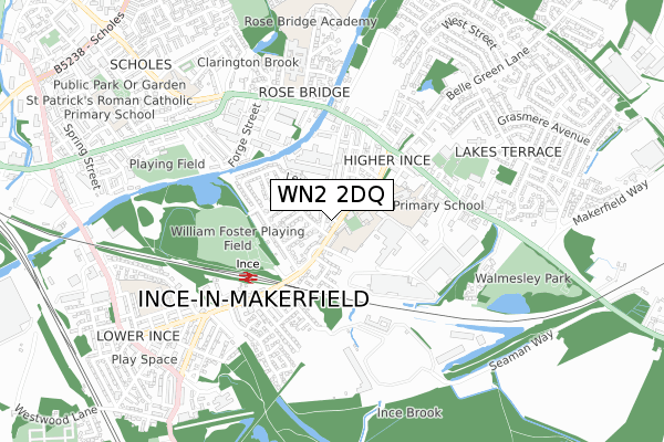 WN2 2DQ map - small scale - OS Open Zoomstack (Ordnance Survey)