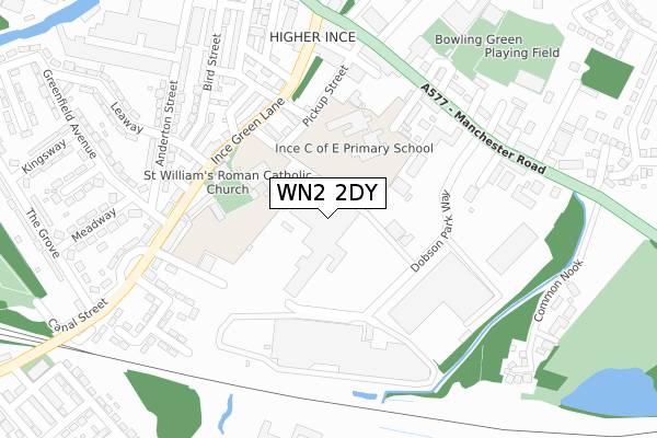 WN2 2DY map - large scale - OS Open Zoomstack (Ordnance Survey)