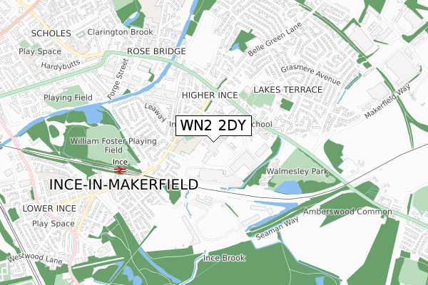 WN2 2DY map - small scale - OS Open Zoomstack (Ordnance Survey)