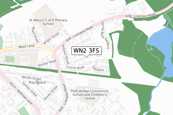 WN2 3FS map - large scale - OS Open Zoomstack (Ordnance Survey)