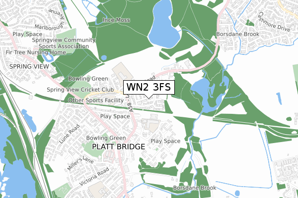 WN2 3FS map - small scale - OS Open Zoomstack (Ordnance Survey)