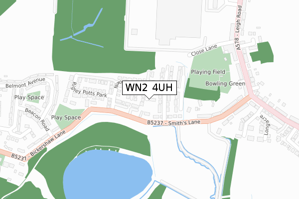 WN2 4UH map - large scale - OS Open Zoomstack (Ordnance Survey)