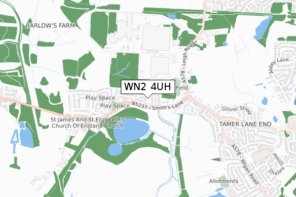 WN2 4UH map - small scale - OS Open Zoomstack (Ordnance Survey)