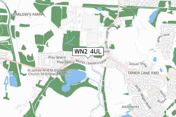 WN2 4UL map - small scale - OS Open Zoomstack (Ordnance Survey)
