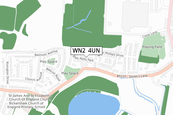 WN2 4UN map - large scale - OS Open Zoomstack (Ordnance Survey)