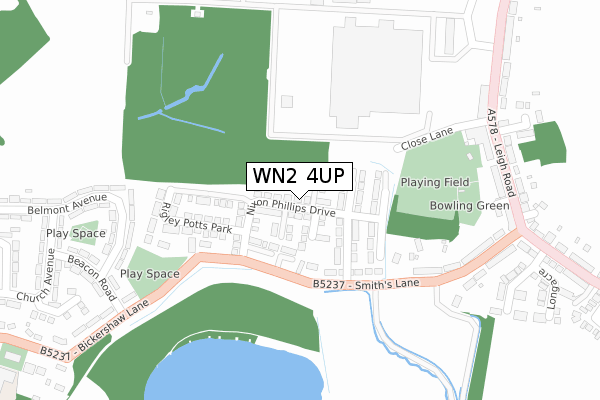 WN2 4UP map - large scale - OS Open Zoomstack (Ordnance Survey)