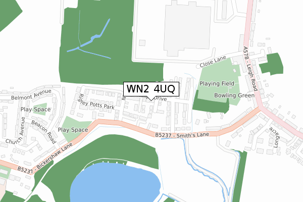 WN2 4UQ map - large scale - OS Open Zoomstack (Ordnance Survey)