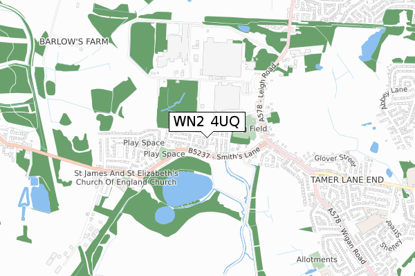 WN2 4UQ map - small scale - OS Open Zoomstack (Ordnance Survey)