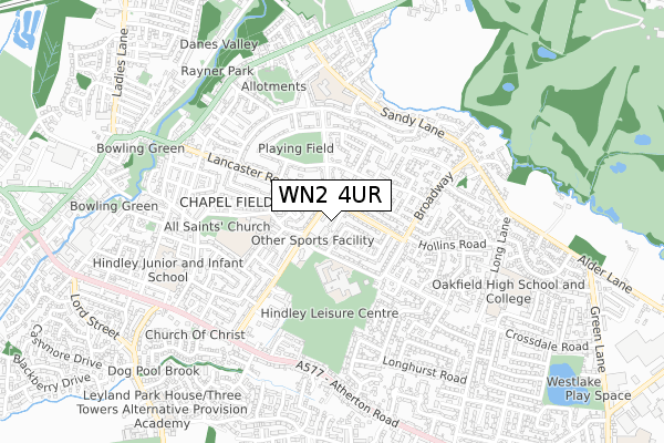 WN2 4UR map - small scale - OS Open Zoomstack (Ordnance Survey)