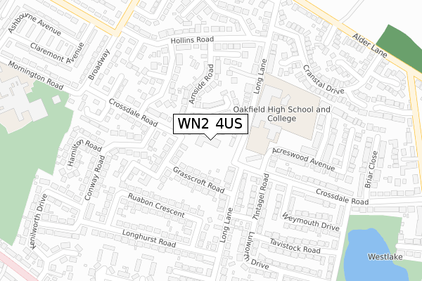 WN2 4US map - large scale - OS Open Zoomstack (Ordnance Survey)