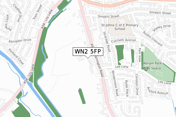 WN2 5FP map - large scale - OS Open Zoomstack (Ordnance Survey)