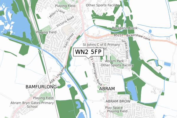 WN2 5FP map - small scale - OS Open Zoomstack (Ordnance Survey)