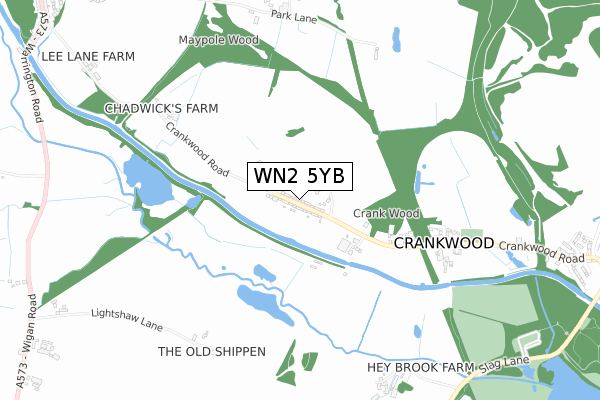 WN2 5YB map - small scale - OS Open Zoomstack (Ordnance Survey)