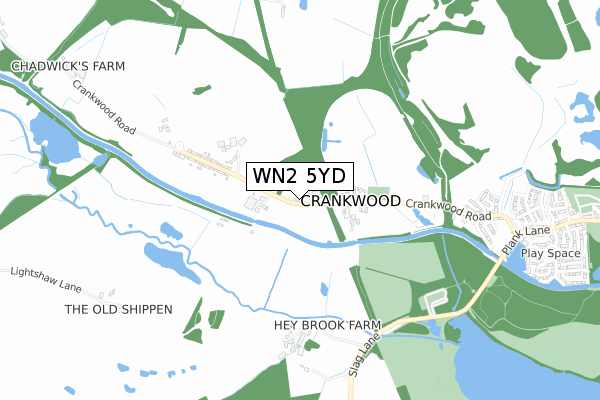 WN2 5YD map - small scale - OS Open Zoomstack (Ordnance Survey)