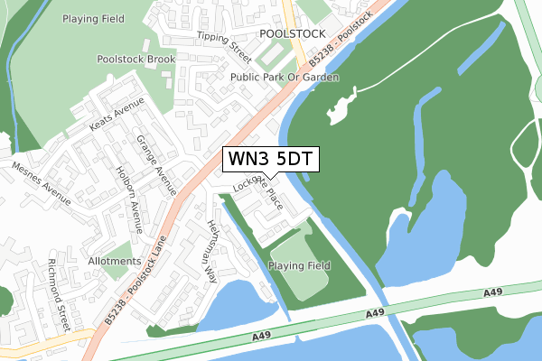 WN3 5DT map - large scale - OS Open Zoomstack (Ordnance Survey)