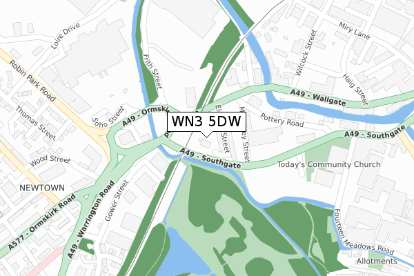 WN3 5DW map - large scale - OS Open Zoomstack (Ordnance Survey)