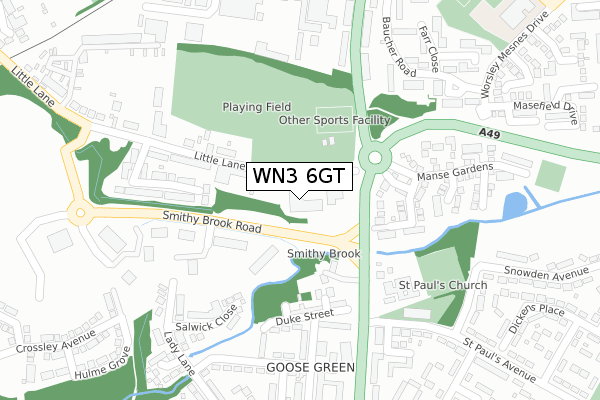 WN3 6GT map - large scale - OS Open Zoomstack (Ordnance Survey)