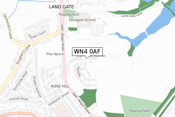 WN4 0AF map - large scale - OS Open Zoomstack (Ordnance Survey)
