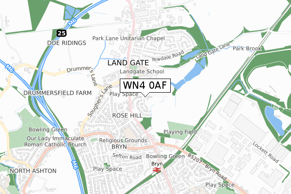 WN4 0AF map - small scale - OS Open Zoomstack (Ordnance Survey)