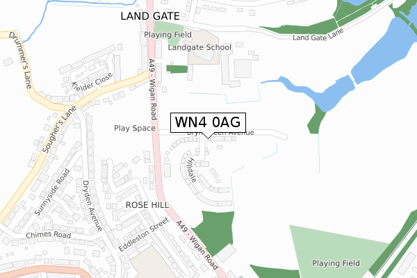 WN4 0AG map - large scale - OS Open Zoomstack (Ordnance Survey)